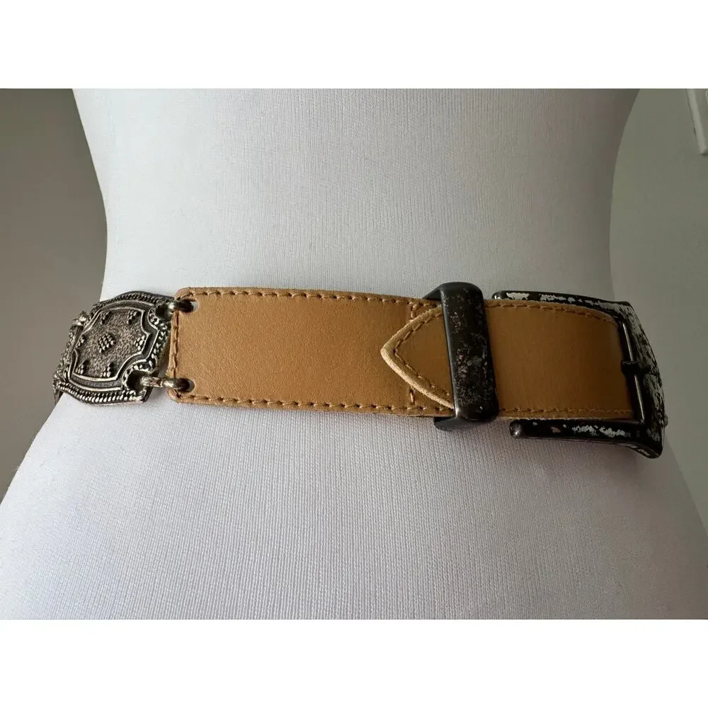 Vintage ‘90s The Limited Tan Genuine Leather Belt w/ Silver Hardware